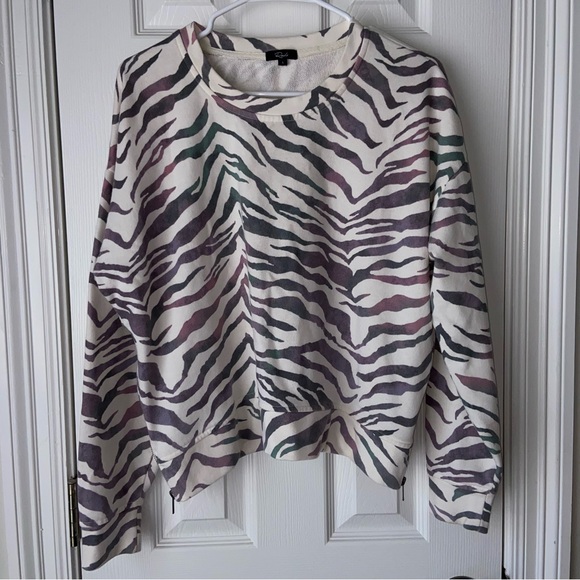 Rails Marlo Ivory Gradient Tiger Stripe sweatshirt cozy Fall Winter - Picture 5 of 11